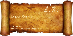 Lupu Kunó névjegykártya